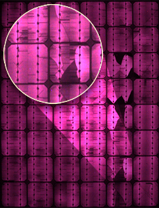 Elektrolumineszenzaufnahme eines beschaedigten Moduls